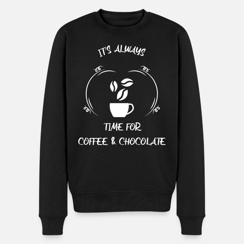 Kaffee Espresso Käffchen & Schokolade - Männer Premium Bio Pullover - Schwarz