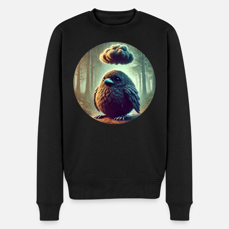 Traurige Krähe im Regen - Männer Premium Bio Pullover - Schwarz