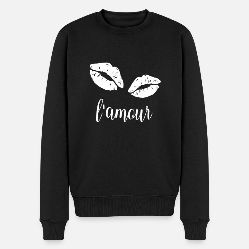 Embrasser les lèvres amour - Pull Premium bio Homme - noir