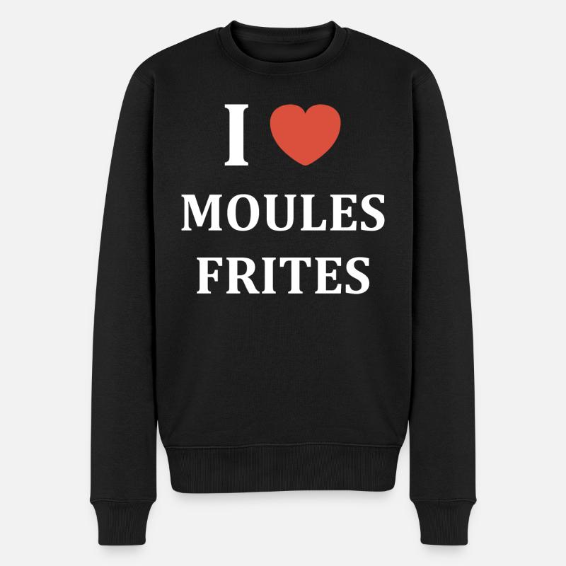 i love moules frites - Pull Premium bio Homme - noir