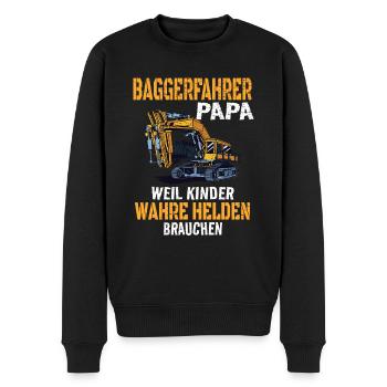 Baggerfahrer Papa Spruch Bauarbeiter Geschenkidee - Männer Premium Bio Pullover - Schwarz - Vorne - Nico (187cm)