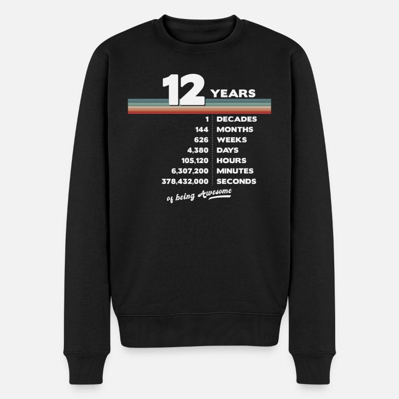 12. Geburtstag Vintage 12 Jahre alt Retro 144 - Männer Premium Bio Pullover - Schwarz
