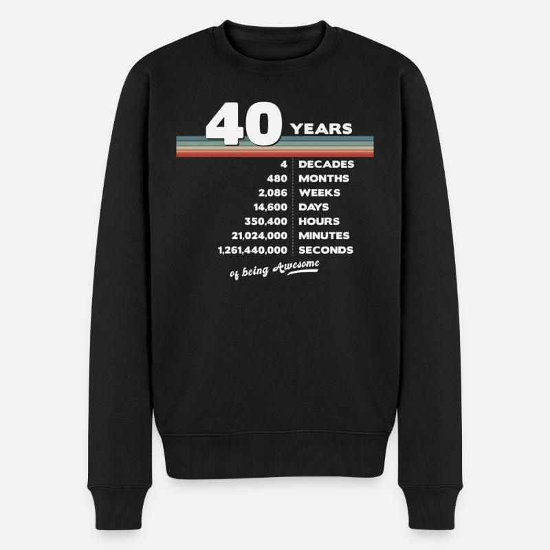 40. Geburtstag Vintage 40 Jahre alt Retro 480 - Männer Premium Bio Pullover - Schwarz