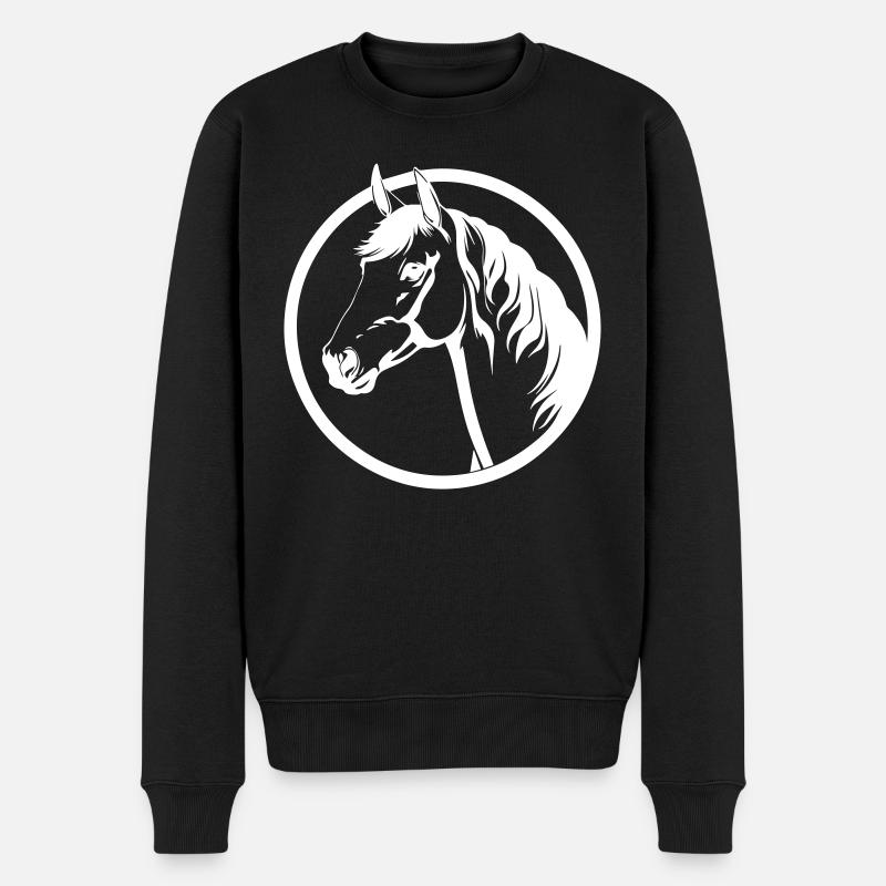 Pferd - Männer Premium Bio Pullover - Schwarz