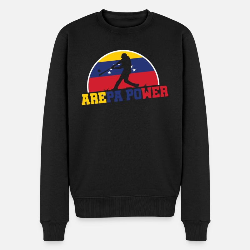 Venezuela Baseball Arepa Power Baseballspieler - Männer Premium Bio Pullover - Schwarz