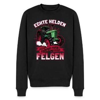 Landwirt Traktor Echte Helden Fahren Rote Felgen - Männer Premium Bio Pullover - Schwarz - Vorne - Nico (187cm)