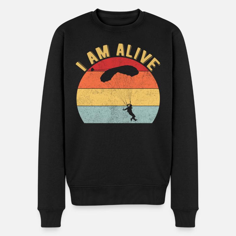 Skydiving Parachuting Skydive Skydiver - Männer Premium Bio Pullover - Schwarz