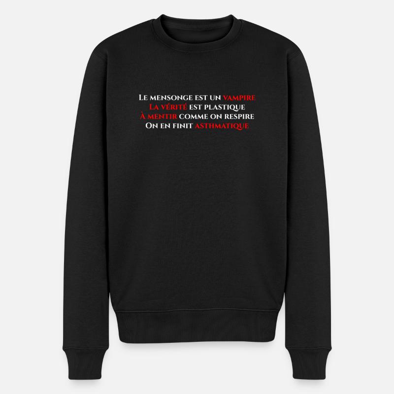 A mentir comme on respire on en finit asthmatique - Pull Premium bio Homme - noir