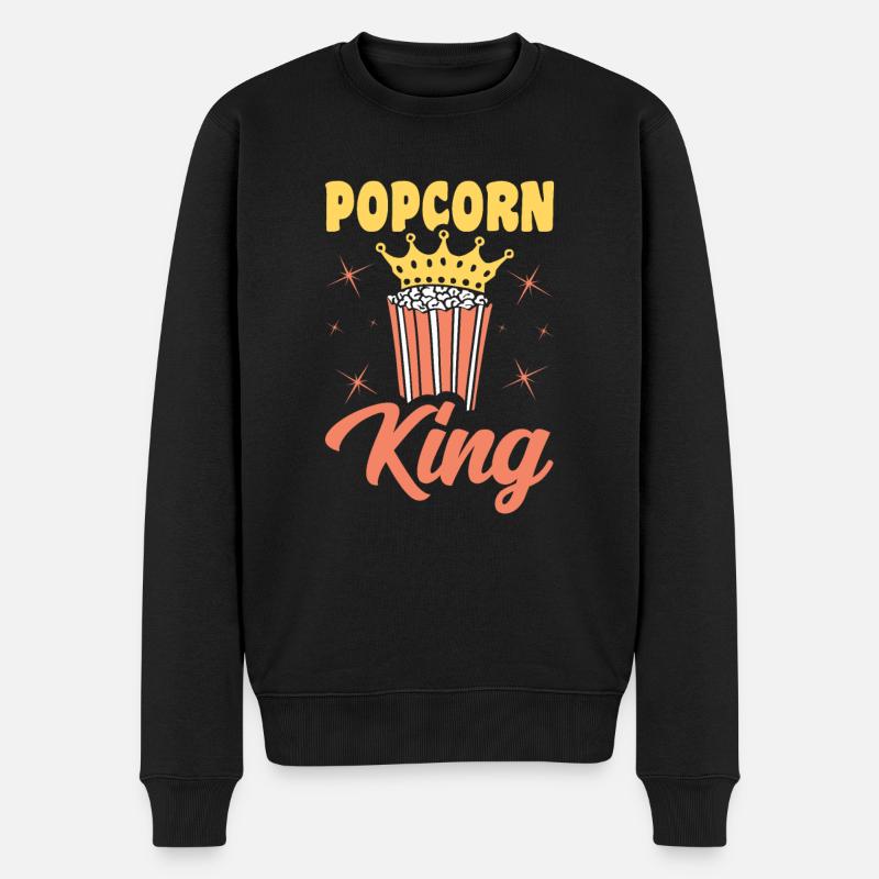 Popcorn King Lustiges Popped Corn Geschenk - Männer Premium Bio Pullover - Schwarz