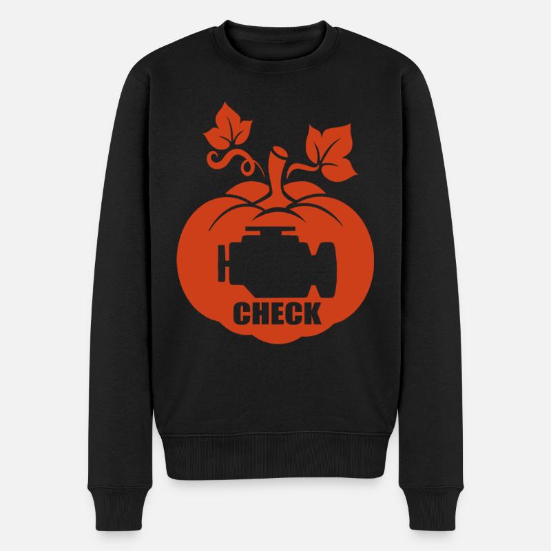 Halloween Kürbis Motorkontrollleuchte Auto - Männer Premium Bio Pullover - Schwarz