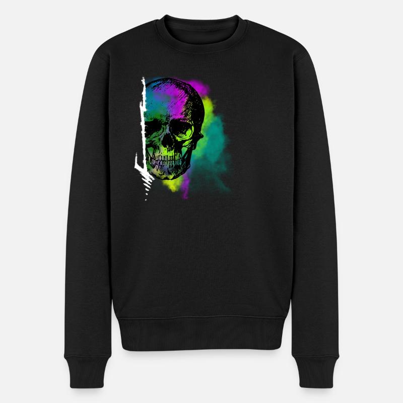 Colour Skull - Männer Premium Bio Pullover - Schwarz