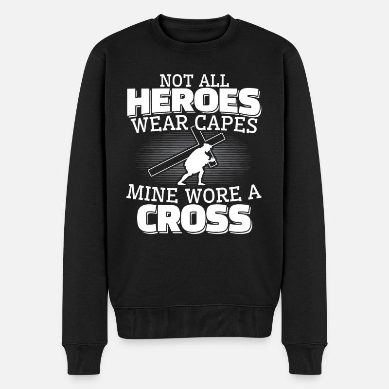 Jesus Christus mit Kreuz christliches Christentum - Männer Premium Bio Pullover - Schwarz