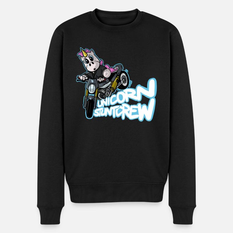 Einhorn Biker Stunt Unicorn Motorrad - Männer Premium Bio Pullover - Schwarz