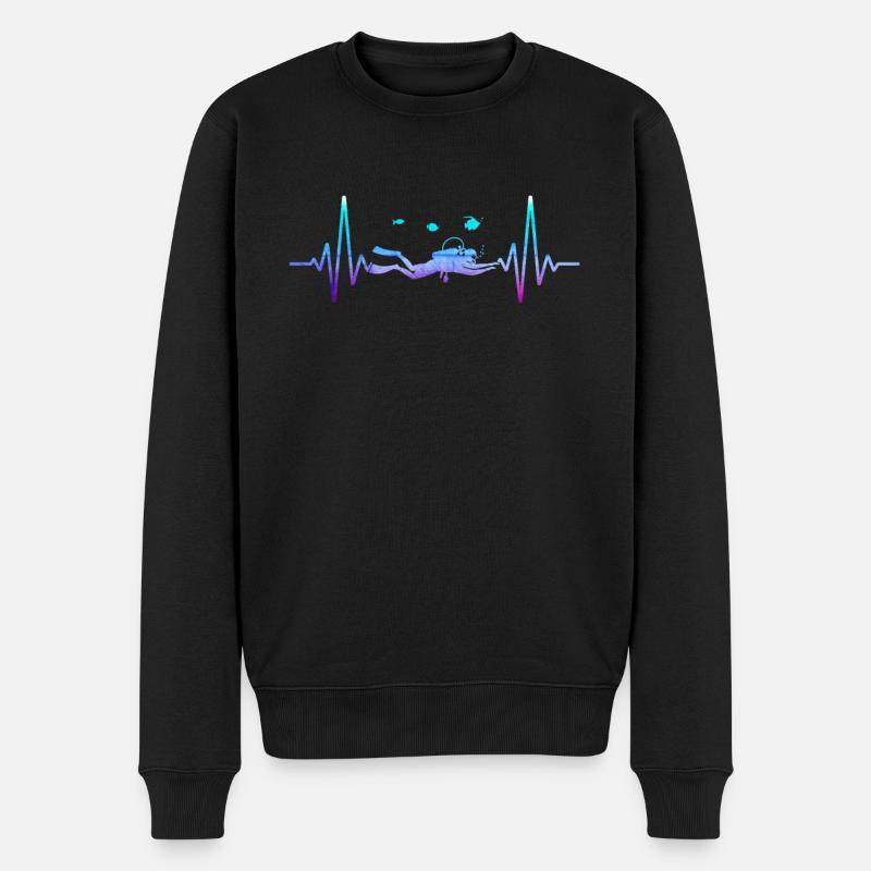 Herzschlag Taucher Tauchen Diver Diving Geschenk - Männer Premium Bio Pullover - Schwarz