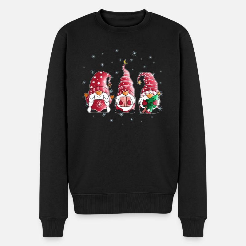 Weihnachten Wichtel Süße Weihnachtswichtel Motiv - Männer Premium Bio Pullover - Schwarz