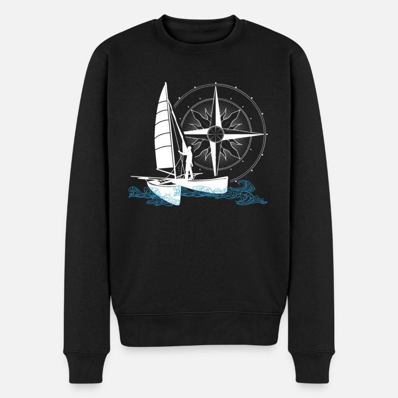 Catamaran Sailing Double Hull Boat Bateau à deux coques - Pull Premium bio Homme - noir