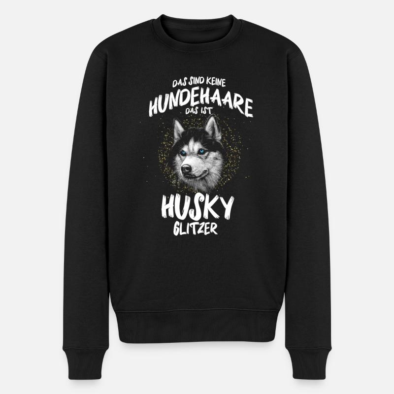 Husky Glitzer Schlittenhund Huskies Geschenk - Männer Premium Bio Pullover - Schwarz