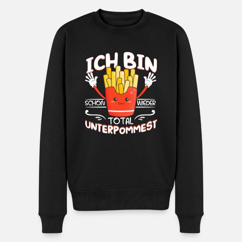 Pommes Frittes Fritten Unterpommest Geschenk - Männer Premium Bio Pullover - Schwarz