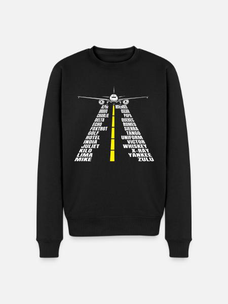 Fonetisk alfabet Fly Pilot Aviator Airplane - Økologisk premium-sweatshirt til mænd - sort