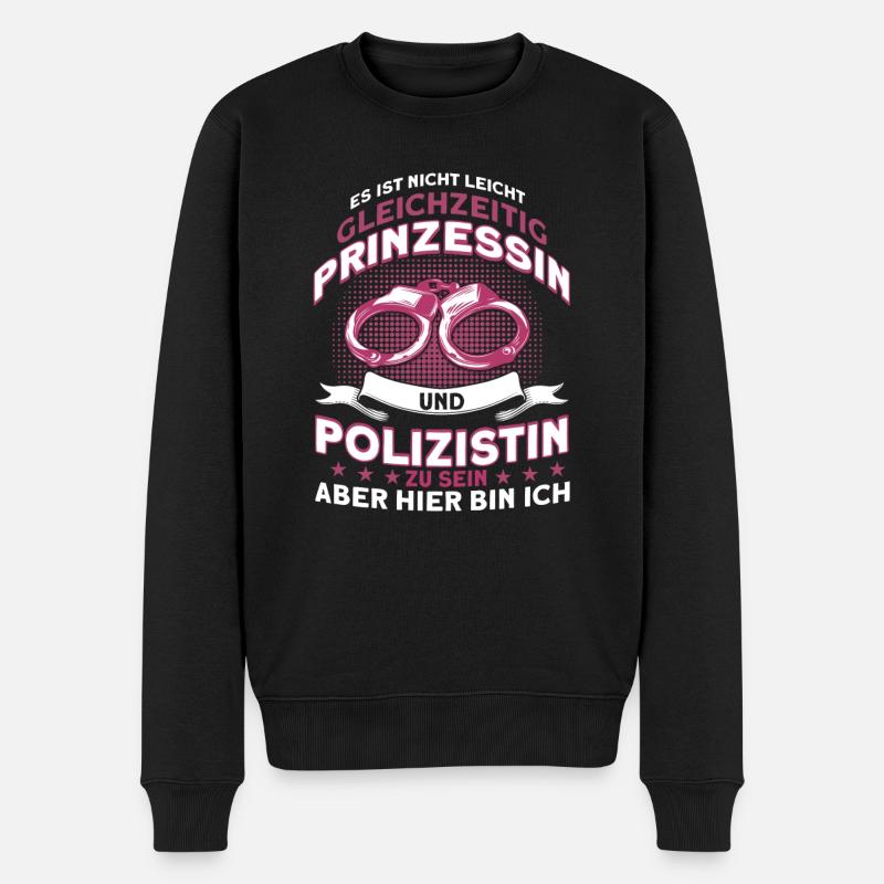 Polizistin Prinzessin - Männer Premium Bio Pullover - Schwarz