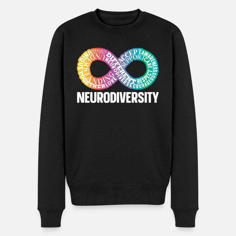 Neurodiversité Neurodivergent Rainbow Infinity - Pull Premium bio Homme - noir