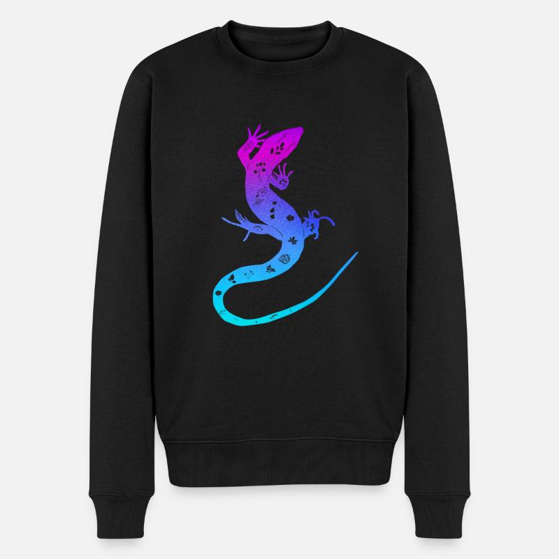 Lézard Gecko Reptile Iguane Salamandre - Pull Premium bio Homme - noir
