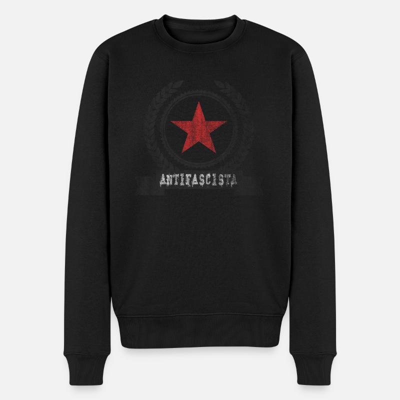 ANTIFASCISTA WIDERSTAND ROTER STERN - Männer Premium Bio Pullover - Schwarz