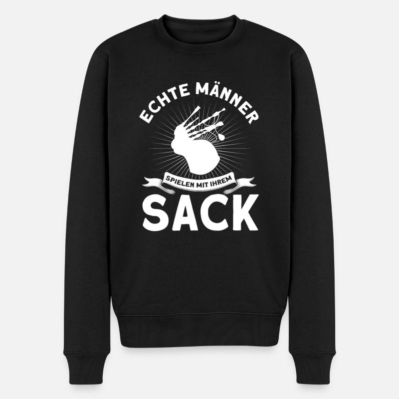 Echte Männer Dudelsack Schottland Sackpfeife Motiv - Männer Premium Bio Pullover - Schwarz