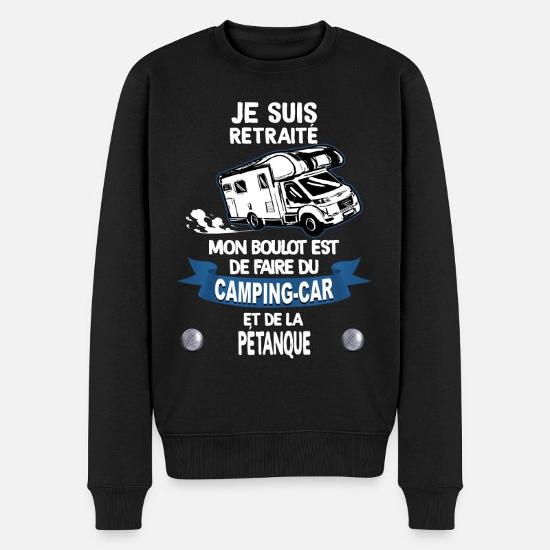 Camping-car retraité et pétanque humour - Pull Premium bio Homme - noir