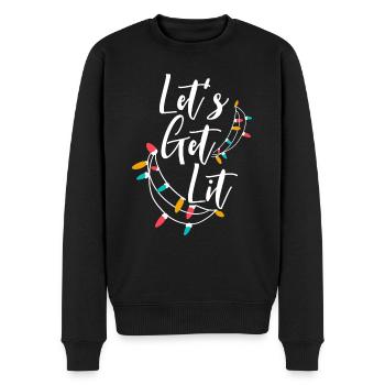 Let's Get Lit Weihnachtsbeleuchtung Weihnachten Frohe Feiertage - Männer Premium Bio Pullover - Schwarz - Vorne - Nico (187cm)