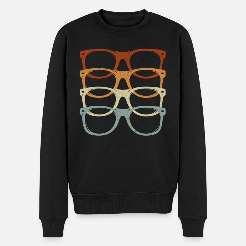 Retro Brille Optiker Augenarzt Optiker - Männer Premium Bio Pullover - Schwarz