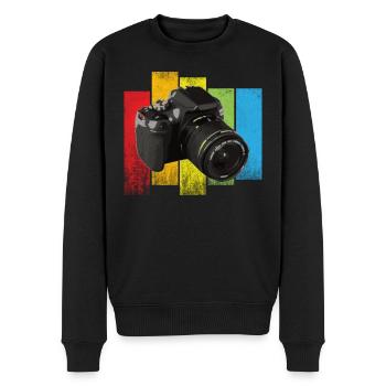 Sujet de caméra cool - Pull Premium bio Homme - noir - Devant - Nico (187cm)