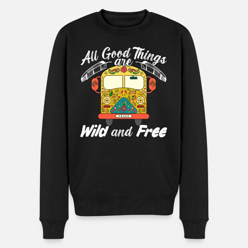 Hippie Busfahrer Friedensbewegung Hippie Festival - Männer Premium Bio Pullover - Schwarz