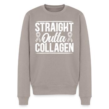Straight Outta Kollagen Ehlers-Danlos EDS HSD - Männer Premium Bio Pullover - Taupe - Vorne - Nico (187cm)