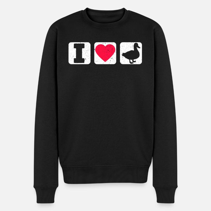 Ich liebe Enten Entlein Ente Liebhaber Vogel Wasservögel - Männer Premium Bio Pullover - Schwarz