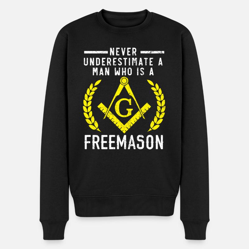 Unterschätze niemals einen Mann, der ein Freimaurer ist - Männer Premium Bio Pullover - Schwarz