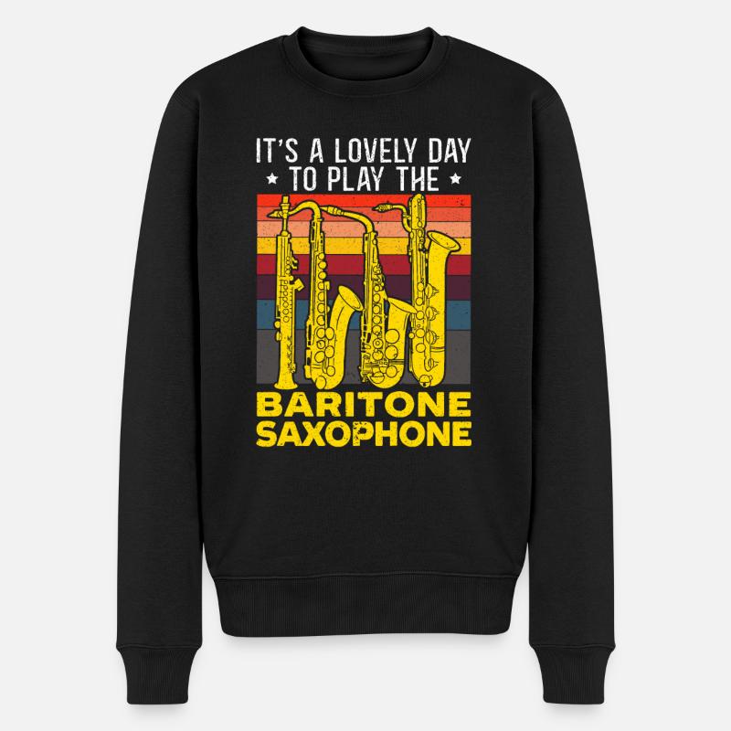 Une belle journée pour jouer du saxophone baryton - Pull Premium bio Homme - noir