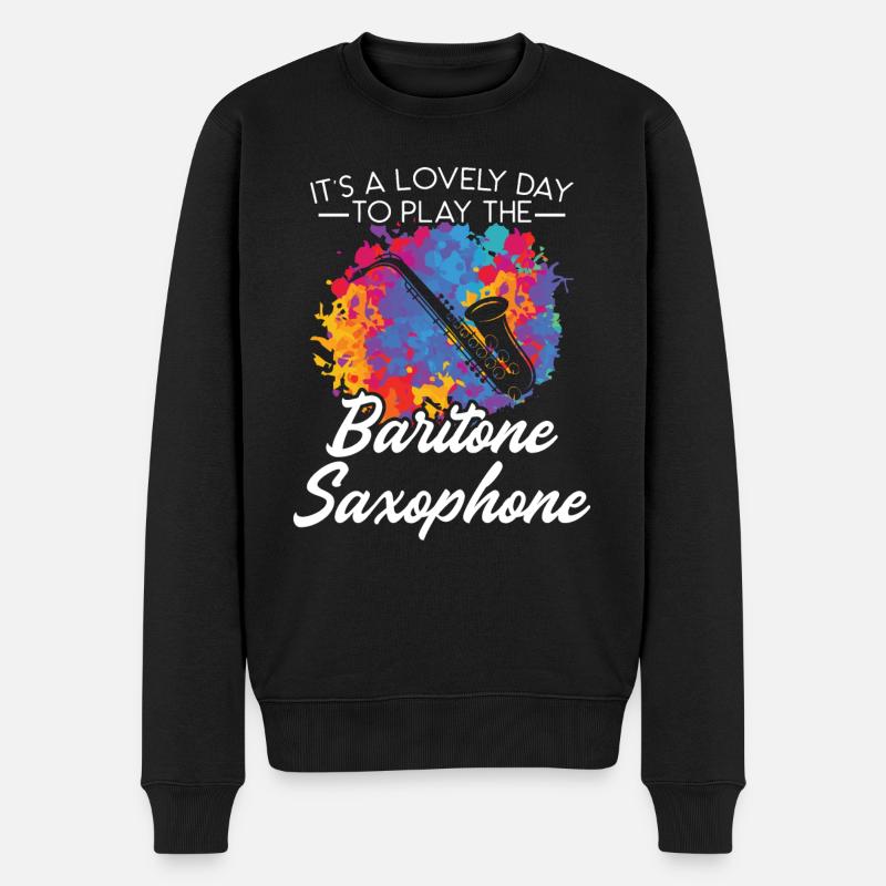 Ein schöner Tag, um Baritonsaxophon zu spielen - Männer Premium Bio Pullover - Schwarz