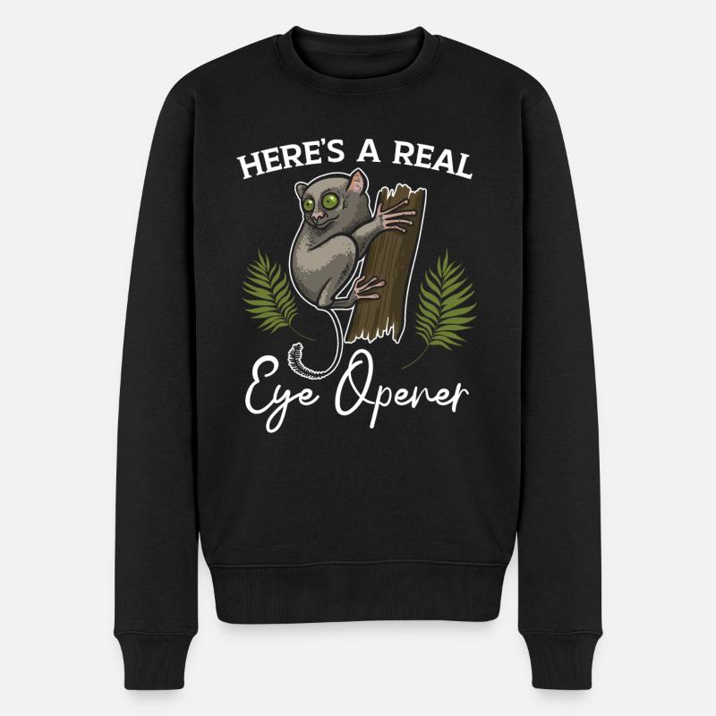 Hier ist ein echter Augenöffner Big Eyes Animal Tarsier - Männer Premium Bio Pullover - Schwarz