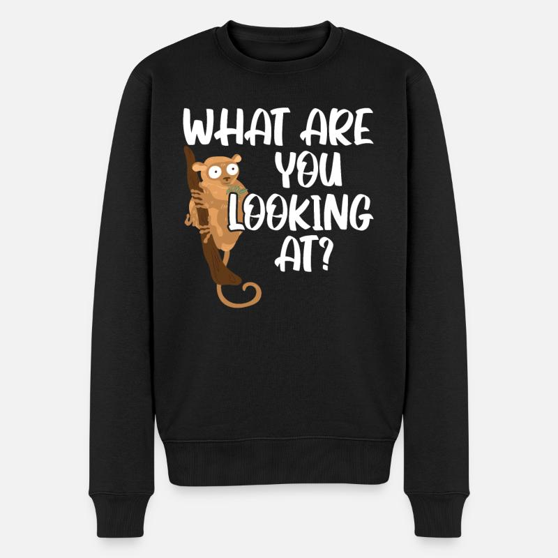Was siehst du auf Big Eyes Animal Tarsier - Männer Premium Bio Pullover - Schwarz