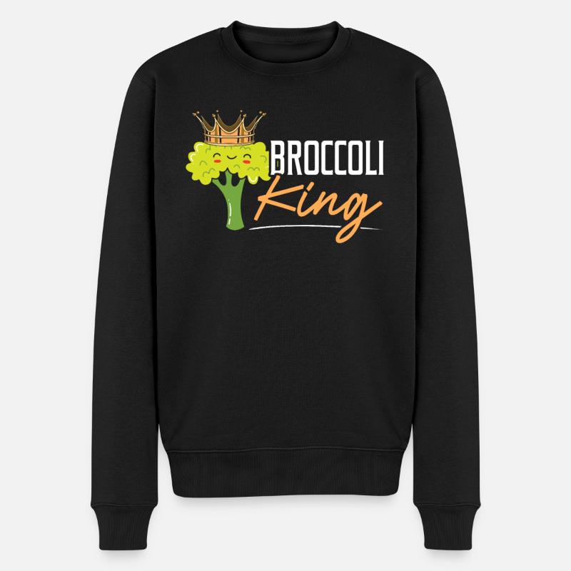 Brokkoli King Broccoholic Gemüse vegetarisch - Männer Premium Bio Pullover - Schwarz
