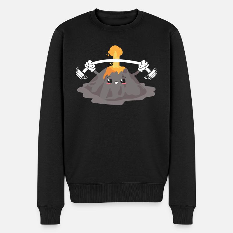 Bodybuilder Vulkan Geowissenschaften Geologie Lava - Männer Premium Bio Pullover - Schwarz