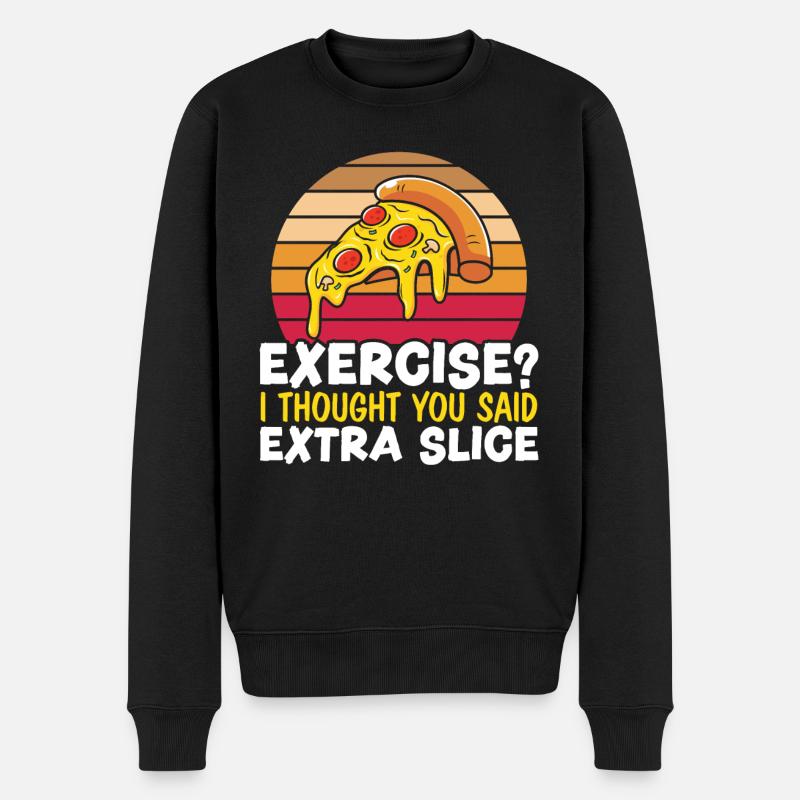 Übung Ich dachte, du sagtest extra geschnittene Pizza - Männer Premium Bio Pullover - Schwarz