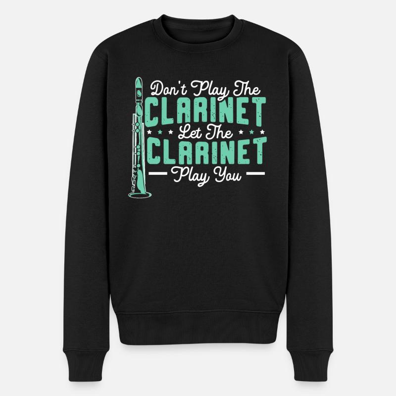 Spielen Sie nicht die Klarinette, lassen Sie sich von der Klarinette spielen - Männer Premium Bio Pullover - Schwarz