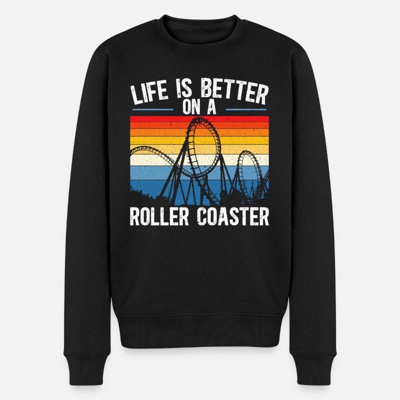 Das Leben ist besser auf einer Achterbahn-Achterbahn - Männer Premium Bio Pullover - Schwarz