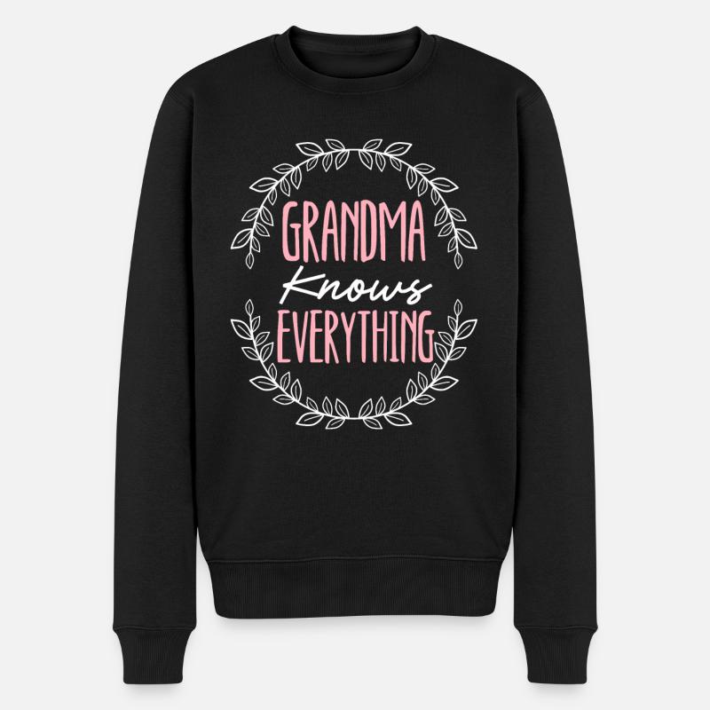 Oma weiß alles Großmutter Großmutter - Männer Premium Bio Pullover - Schwarz
