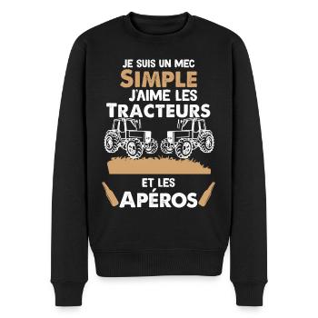 Tracteur Agricole Humour Drôle Papa - Pull Premium bio Homme - noir - Devant - Nico (187cm)