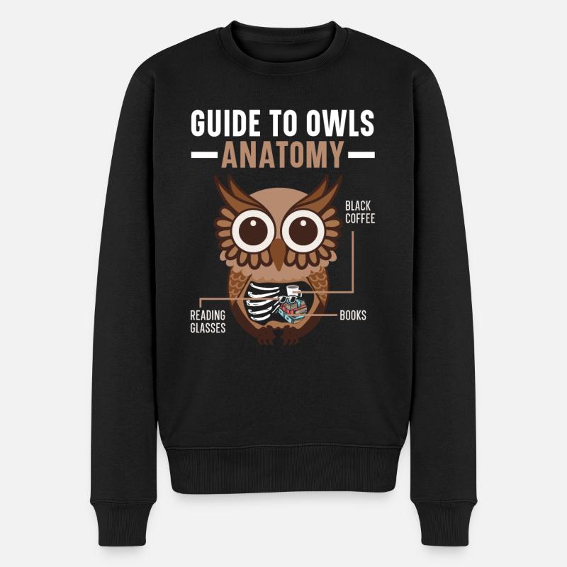 Guide des hiboux Anatomie Hibou Amant Oiseau nocturne - Pull Premium bio Homme - noir