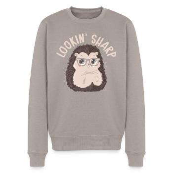 Lookin' Sharp Igel Hedgie Wildlife Tier - Männer Premium Bio Pullover - Taupe - Vorne - Nico (187cm)