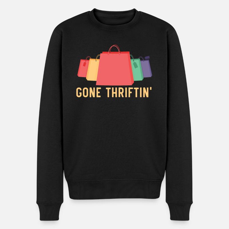 Gone Thriftin' Thrifting Queen Schnäppchenjagd - Männer Premium Bio Pullover - Schwarz